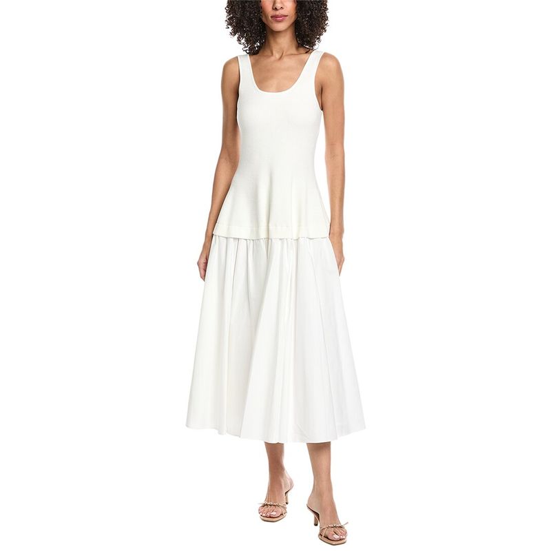 Simkhai Womens Silas Knit Bodice Midi Dress, White